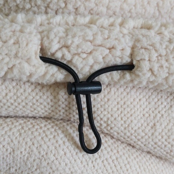 Love Tree teddy fleece nubby quarter zip jacket, off white & black S - Picture 7 of 9